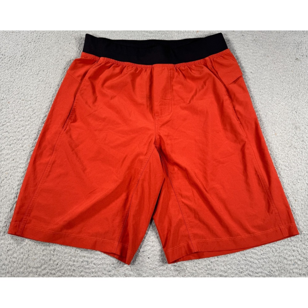 Lululemon Shorts Men‎ Medium Orange Athletic Pockets Drawstring Gym Athleisure
